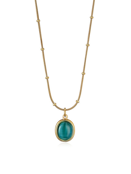 Blue Oval Pendant Kette Gold ICRUSH Gold/Silver