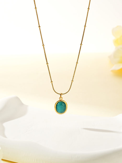 Blue Oval Pendant Kette Gold ICRUSH Gold/Silver