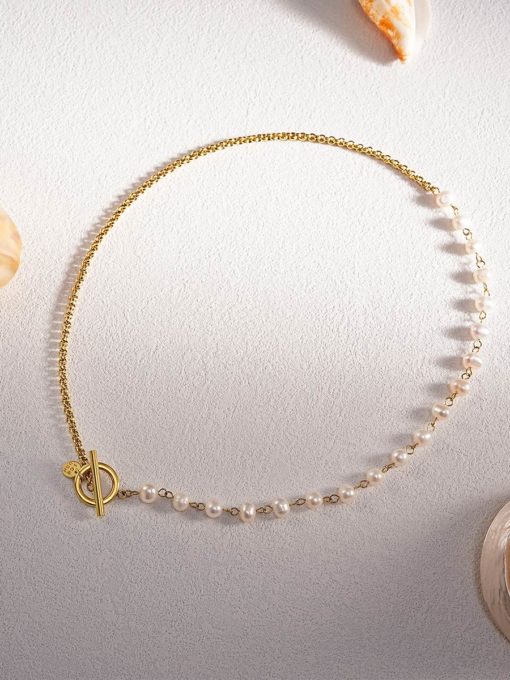 Asymmetric Pearls OT Kette Silber ICRUSH Gold/Silver/Rosegold