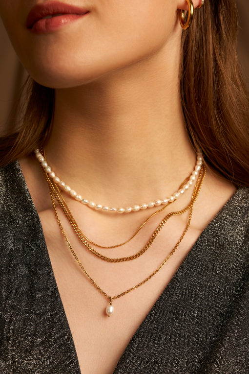 Simple Pearl Pendant Chain Gold ICRUSH Gold/Silver/Rose Gold