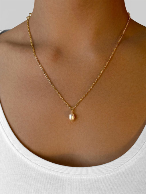 Simple Pearl Pendant Necklace Silver ICRUSH Gold/Silver/Rose Gold