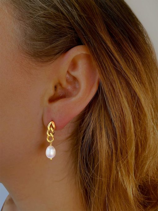 CHUNKY Pearl Earrings Gold ICRUSH Gold/Silver/Rose Gold