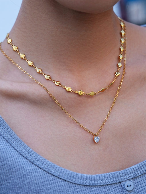 Heart Connect Kette Gold ICRUSH Gold/Silver/Rosegold