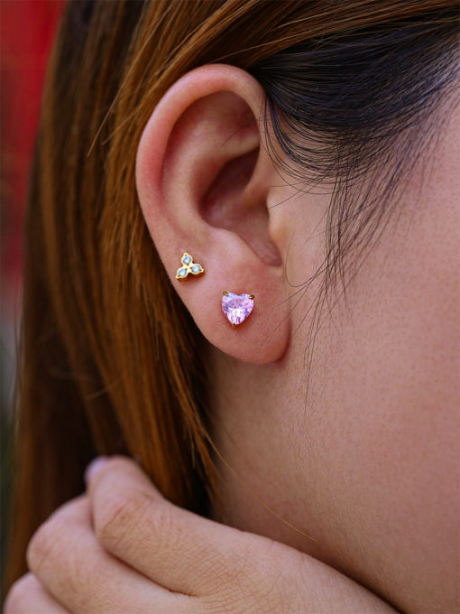 Purple Heart EAR RINGS Gold ICRUSH Gold/Silver/Rose Gold