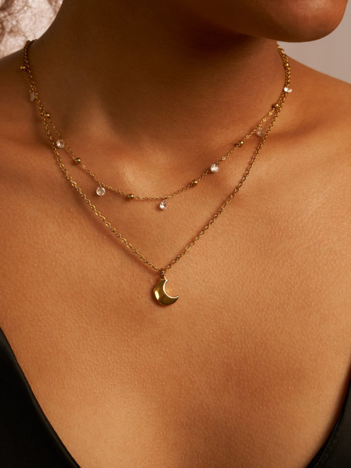 Crescent Moon Kette Gold ICRUSH Gold/Silver