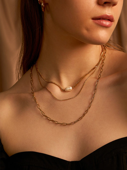 Pearl n Round Chain Gold ICRUSH Gold/Silver/Rose Gold