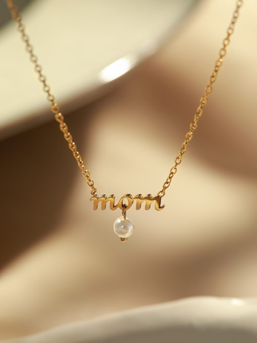 Mom Letter Pearl Kette Gold ICRUSH Gold/Silver