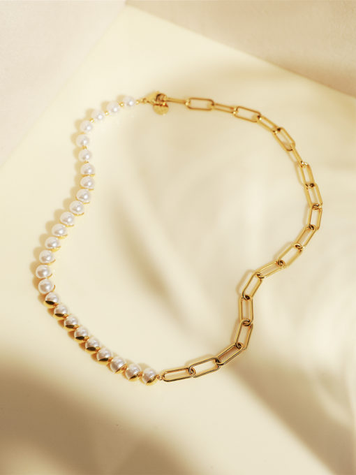 Dreamer asymmetrical pearl Kette Silber ICRUSH Gold/Silver