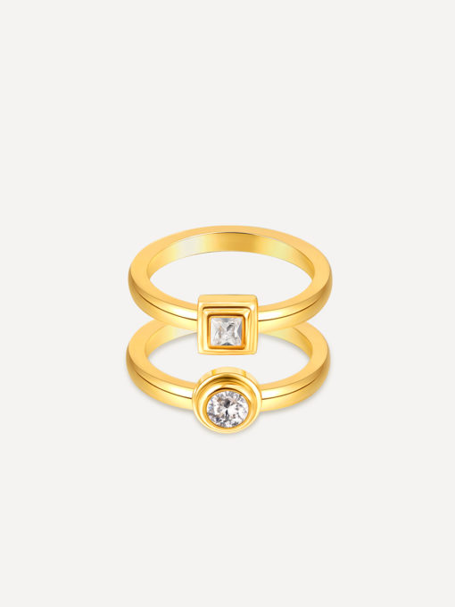 Geometric Duo Ring Gold ICRUSH Gold/Silver