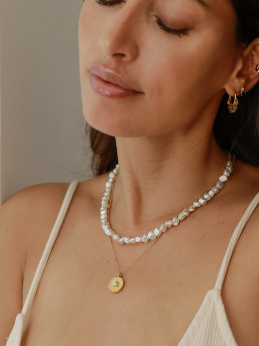 Retro Pearl Kette Silber ICRUSH Gold/Silver