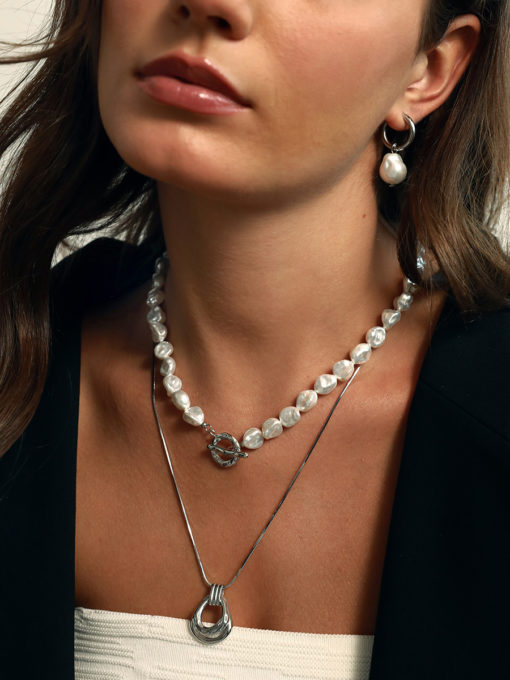 Timeless Legend Pearl Kette Silber ICRUSH Gold/Silver