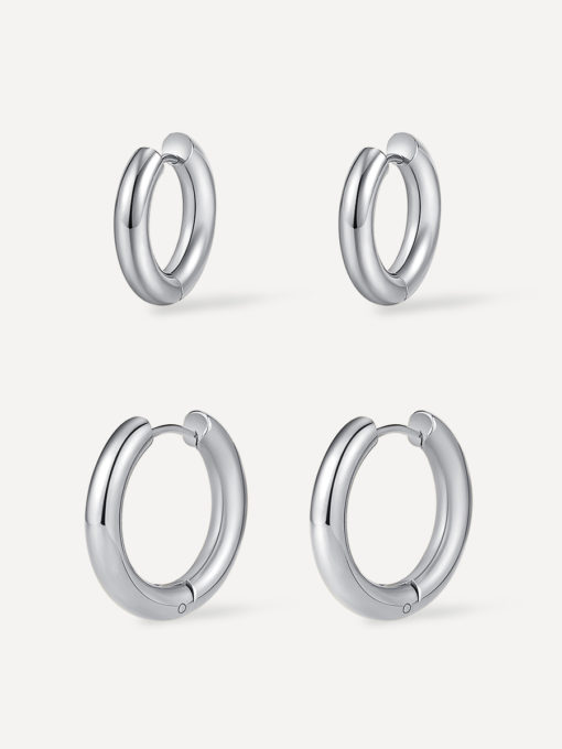 Smooth &amp; Glossy Hoops Ohrringe Set Silber ICRUSH Gold/Silver