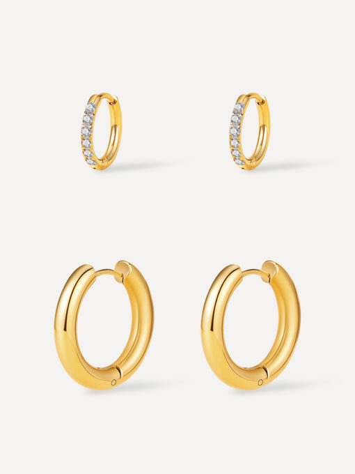 Shine And Glossy Hoops Set Gold ICRUSH Gold/Silver