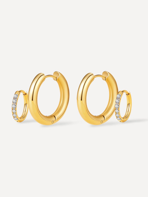 Shine And Glossy Hoops Set Gold ICRUSH Gold/Silver