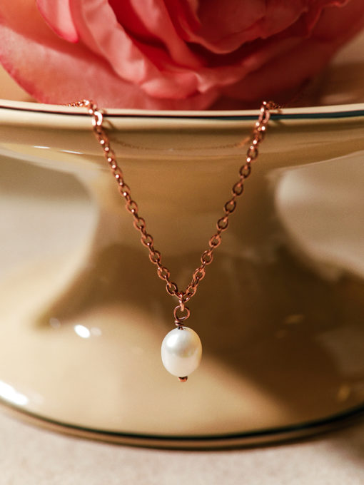 Simple Pearl Pendant Kette Rosegold ICRUSH Gold/Silver