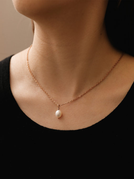 Simple Pearl Pendant Kette Rosegold ICRUSH Gold/Silver