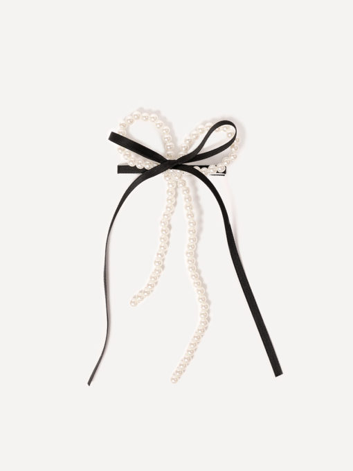 Pearl Ribbon Hairclip ICRUSH Gold/Silver