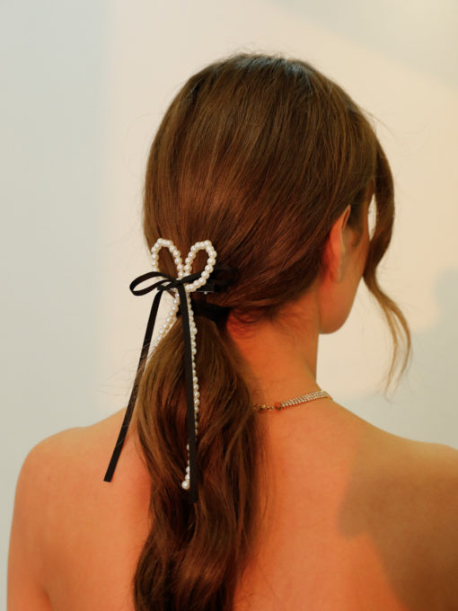 Pearl Ribbon Hairclip ICRUSH Gold/Silver