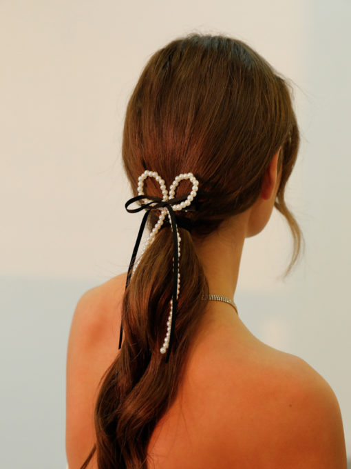 Pearl Ribbon Hairclip ICRUSH Gold/Silver