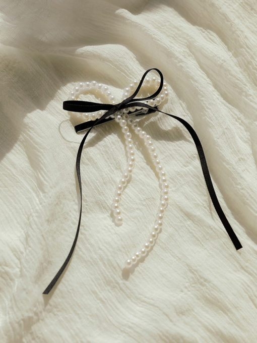 Pearl Ribbon Hairclip ICRUSH Gold/Silver