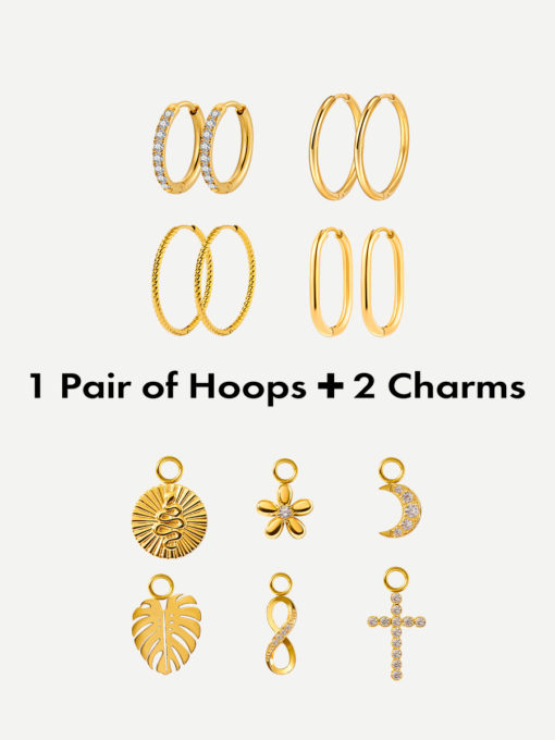 Classic Hoops & Charms Bundle Gold ICRUSH Gold/Silver