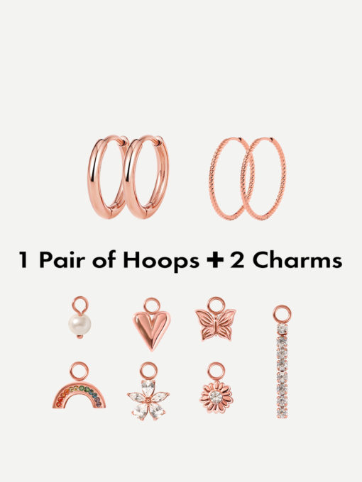 Classic Hoops &amp; Charms Bundle Rosegold ICRUSH Gold/Silver