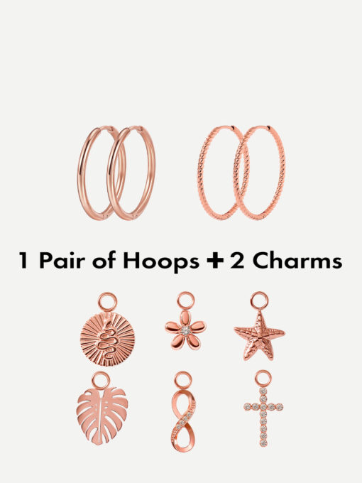 Large Hoops &amp; Charms Bundle Rosegold ICRUSH Gold/Silver