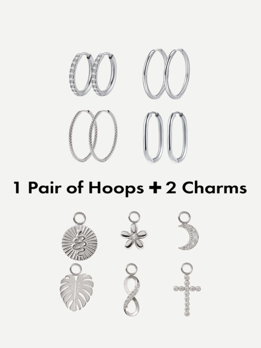 Large Hoops &amp; Charms Bundle Silber ICRUSH Gold/Silver